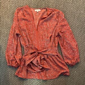 Max Studio Red Floral Women's Top